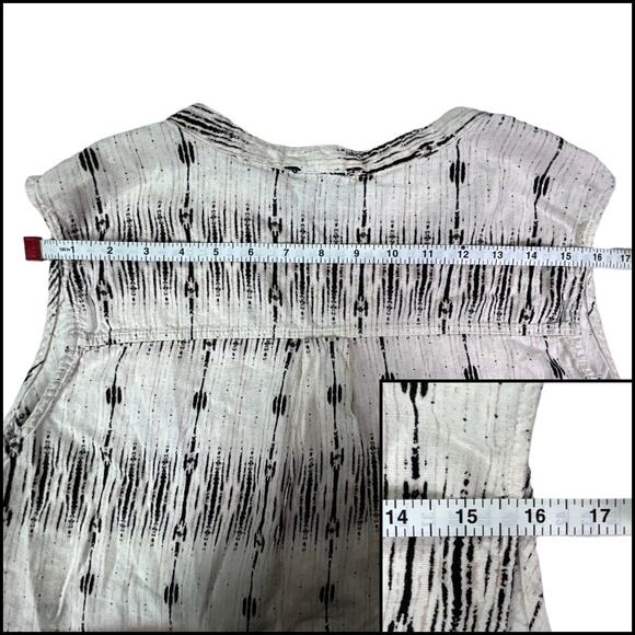 Cynthia Rowley Woman Boho Sleeveless Blouse Top Plus Size 1X White Black Brown - Picture 8 of 11